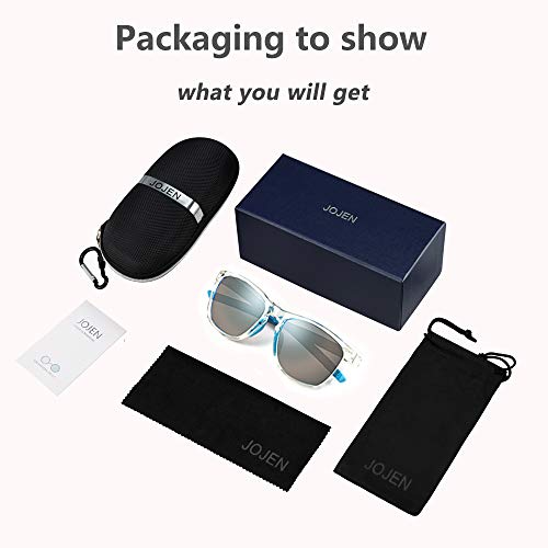 Jojen Polarized Sports Sunglasses For Women Men Running Golf Fishing Cycling Driving 100% Uv Protection Sun Glasses Je001(Transparent Frame Blue Revo Lens) #TOP5