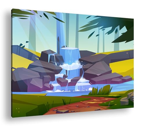 Impression d'art XXL cascade idyllique 90x60cm sur toile pour salon