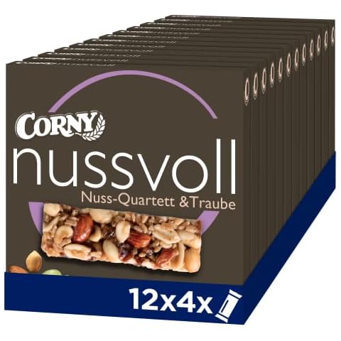 Nussriegel Corny nussvoll Nuss-Quartett Traube, mit Rosinen, 48x24g Cover