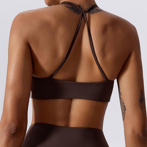 Image of ABOCIW Sports Bras for Women Twist Criss-Cross Back Padded Workout Tank Tops Low Impact Gym Yoga Bra