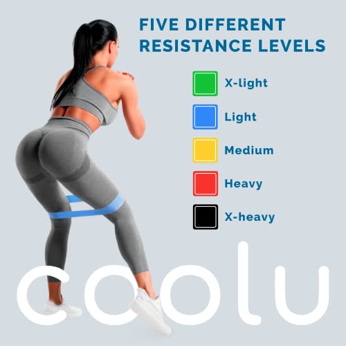 Coolu Mini Resistance Loop Bands – Set Of 5 Stretching Training Bands For Home Workout, Fitness, Gym, Physical Therapy, Exercise, Yoga, Pilates For Women And Men – With Special Carry Bag #TOP4