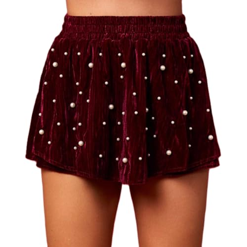 Women’s Velvet Short Skirt Holiday Elastic High Waist...