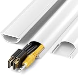Yecaye 42.5in Adhesive Cord Cover, TV Cord Hider for 2-3 Cords, Half Round Wire Hiders for TV on Wall, White Cable Hider, W1.57 x H0.59in