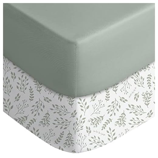 Yoofoss Baby Crib Sheets for Boys Girls, Fitted Crib Sheet 2 Pack for Standard Crib and Toddler Mattress, Super Soft Microfiber Baby Sheet 28x52x8in(Green+Leaf)