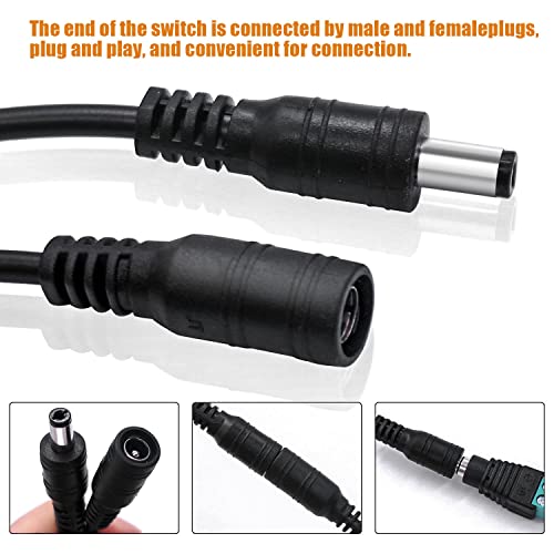 Mankk Led Strip Dimmer Switch Dc 12V-24V 2A Pwm Rotary Inline Switch Black With Female Male Dc Power Connector For Outdoor String Lights Christmas Light M-K-018-Bk-Gm #TOP4