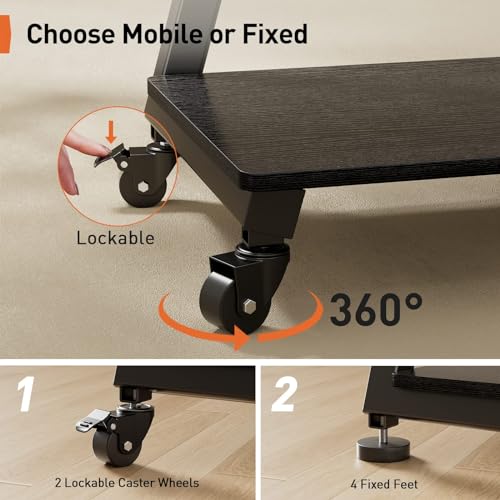 Perlegear PGFS08 Mobile Tv Stand With Soundbar Mount, Rolling Floor Tv Stand With Wheels thumb #4