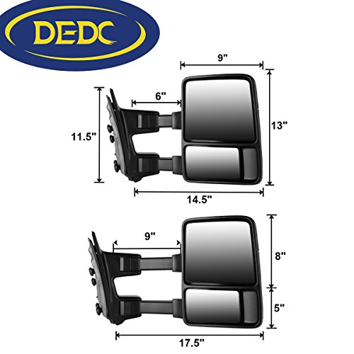 DEDC Ford F250 Tow Mirrors Fit for 99-15 Ford F250 F350 F450 Super Duty Towing Mirrors Manual Telescopic with Signal Lights Indicator