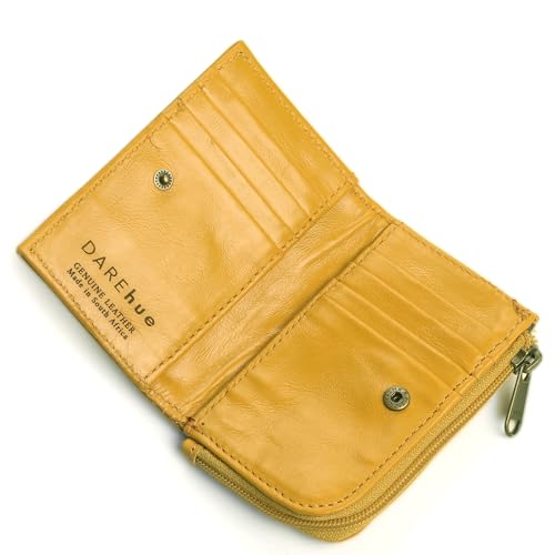 Small Slim Genuine Leather Ladies Wallet (8 card slots) (mustard yellow)2