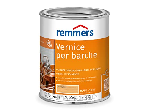 Remmers Vernice per barche incolore, 0,75 litri, vernice trasparente, vernice per barche, vernice trasparente, adatta anche per mobili in legno, set di tendoni per feste e birra, impregnante incluso