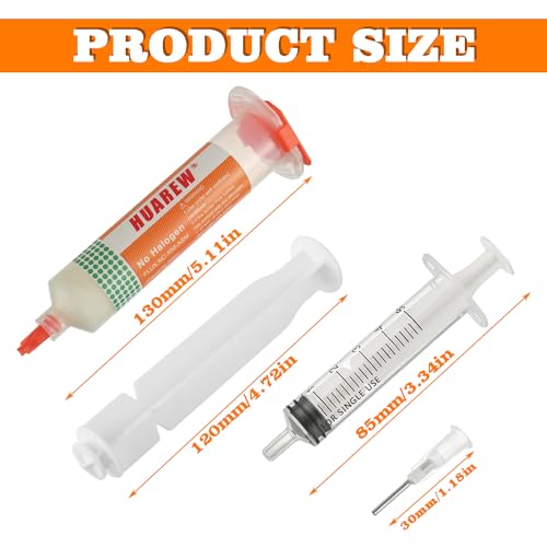 Image of 30mL No-Clean Solder Flux Lead-Free Solder Flux with 2 Metering Tools for LED SMD PCB BGA Electronic Soldering (1.62 oz /46 g)