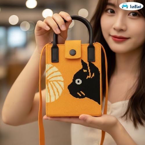 Image of FunBlast Crossbody Mobile Sling Bag for Women - Stylish Phone Pouch with Strap & Silicone Handle, Keychain, Coin, Cosmetics Purse, Cute Utility Bag for Girls & Women