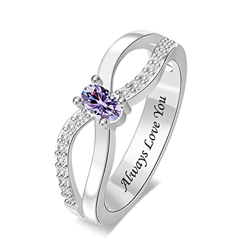 Personalized Rings For Women Sterling Silver Rings Custom 1 Simulated Birthstone Rings Women Infinity Band Mother's Ring For Mother's Day #TOP6