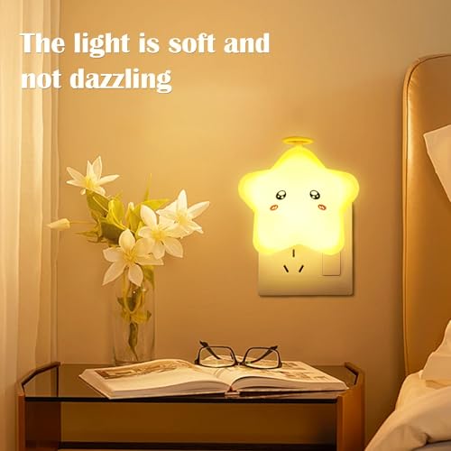 Image of 2 Pack Star Night Light with Remote,Plug-in Dimmable Nightlight for Kids, 3 Color Modes,10 Brightness Levels,Timer Function,Soft Glow, Energy Efficient,Ideal for Bedroom,Hallway, Bathroom