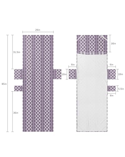 Purple Geometric Beach Lounge Chair Towel Cover, Soft Chaise Lounge Towel with Side Pockets Patio Pool Chairs Cover for Beach/Pool Sunbathing 29x85 Modern Abstract Art Plaid Aesthetics