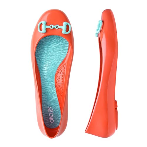 Oka-B Women's Taylor Ryder Flats,Guava with Signature Blue Plastic Horse Bit Charm Charm, Size 9 M