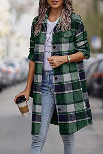 Image of PRETTYGARDEN Womens Plaid Shacket Jacket Flannel Shirts