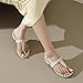 LZNBHH Women's Low Heel Buckle Strap Clasp Split Toe Slingback Thong Sandals (Beige,10.5)