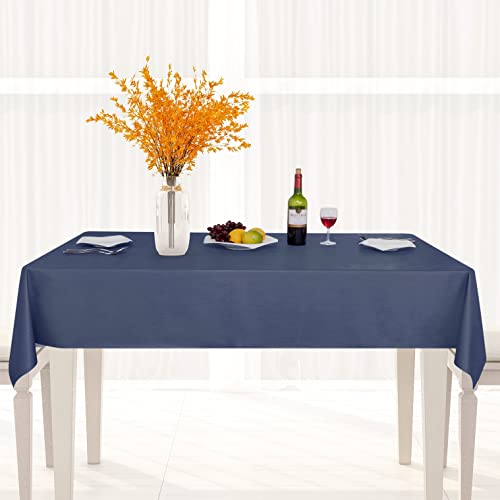 Image of sancua 100% Waterproof Rectangle PVC Tablecloth - 52 x 70 Inch - Oil Proof Spill Proof Vinyl Table Cloth, Wipe Clean Table Cover for Dining Tables, Buffet Parties and Camping, Greyish Blue