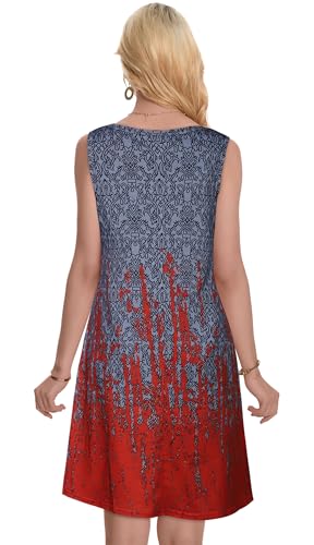 Image of Summer Dresses for Women Beach Boho Sleeveless Vintage Floral Flowy Pocket Tshirt Tank Sundresses 2026