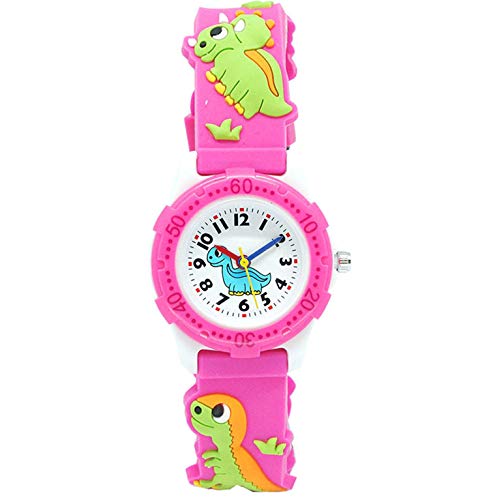 Kids Watch for Boys Girls, Toddler Watch Digital Analog Wrist Waterproof Watches with 3D Cute Cartoon Silicone Band, for 3-10 Years Old Childrens (Pink Dinosaur)