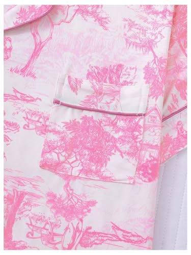 Image of Floerns Women's Floral Pajamas Notch Collar Print Sleepwear Two Piece Pajama Set