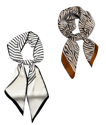Image of 2Pcs Satin Scarf, Scarf for Women Stylish, Silk Scarves for Women 70x70cm, Satin Hair Scarf for Women, Elegant Head Scarf for Office, Travel, Casual Wear