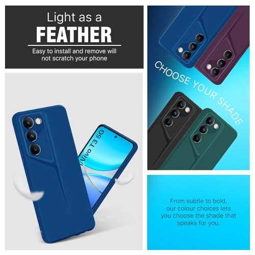 Image of WOW IMAGINE Slim Back Cover for Vivo Y200e 5G | Vivo T3 5G | Blade Series Ultra Thin Case with Lightweight Design | Camera Protection | Soft Matte Silicone Flexible Mobile Case - Blue