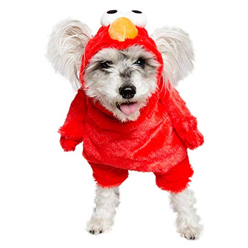 Pet Krewe Small Elmo Costume - Sesame Street Elmo Dog Costume - Fits Small, Medium, Large and Extra Large Pets - Perfect for Halloween, Christmas Holiday, Parties, Photoshoots, Gifts for Dog Lovers
