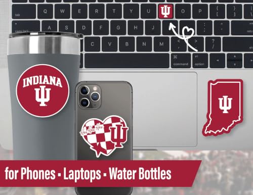 Image of Indiana Hoosiers Stickers & Decals 14 Pc UI Set for Car & Water Bottle