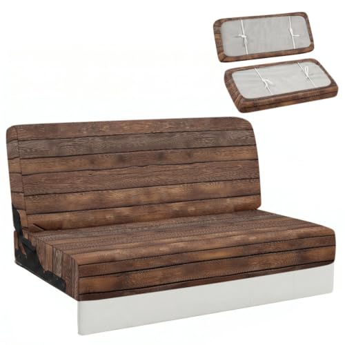 Binienty 2-Piece Couch Slipcover Set Wood Plank RV Jackknife Sofa Cover
