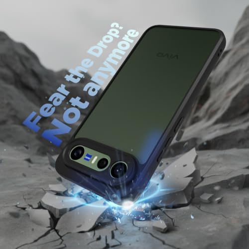 Image of RIGGEAR Shockproof Sleek Hybrid Armor Back Cover Case for Vivo X300 FE 5G (Smoke Black Matte PC + Black TPU Bumper)
