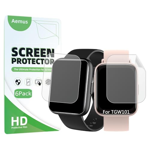 Aemus Screen Protector Compatible for KIPTUMTEK T7 Smart Watch 1.83" (6 Pack) Clear TPU Soft Film Compatible for JeeJTek TGW101 Screen Protector