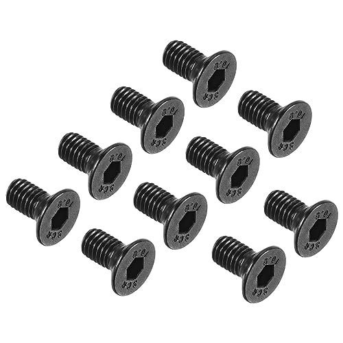 QUARKZMAN M6 x 12mm Hexagonal Zócalo Plano Cabeza Avellanado Tornillos x 50uds 10.9 Aleación Acero Hueca Cabeza Tornillos Pernos para Maquinaria y Muebles, [Negro]