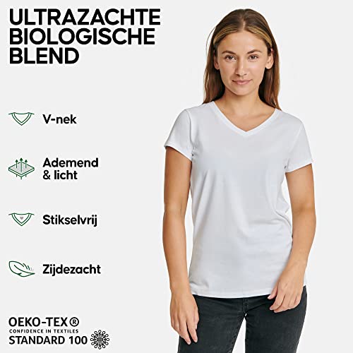 DANISH ENDURANCE T-Shirts van Biologisch Katoen, voor Dames, Crew Hals of V-Hals, Ultrazacht Basic, Set van 2 - Afbeelding 3