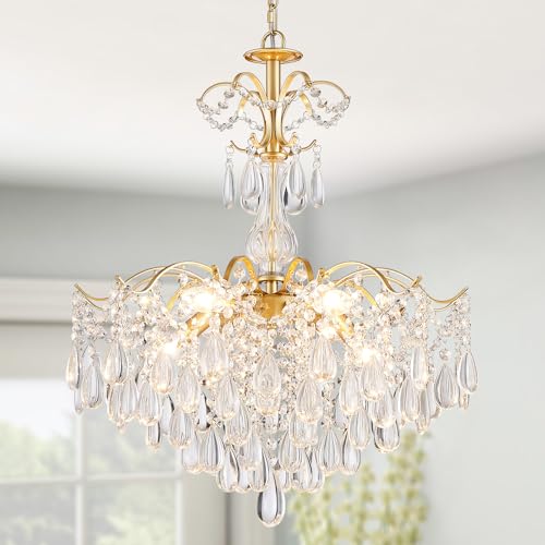 WUZUPS 6-Light Crystal Chandelier Pendant Ceiling Light Modern Lighting Fixture