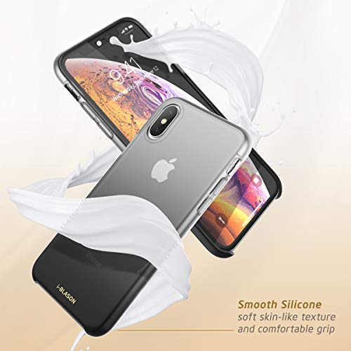 Image of i-blason omg series silicone case for iphone xs (2018) / iphone x (2017), slim liquid soft rubber protective case, 5.8 inch (black)