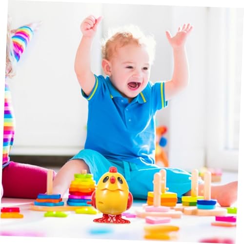 Image of Crackles Wind-Up Jumping Chicken Hen Toy | Key-Operated Crank Mini Hen For Babies | Spring Hopping Action |Crawling Walking Toy Set for Kids | Party Favor & Birthday Gift for Boys and Girls -Pack of 3