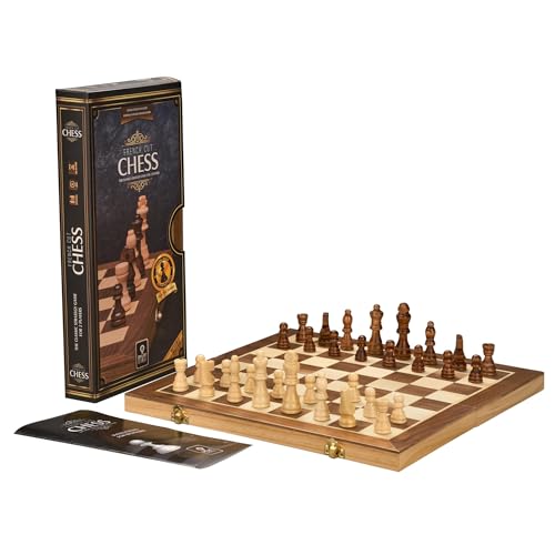 Échecs French Cut de 40 cm échiquier en bois et jeu de stratégie traditionnel pour adulte
