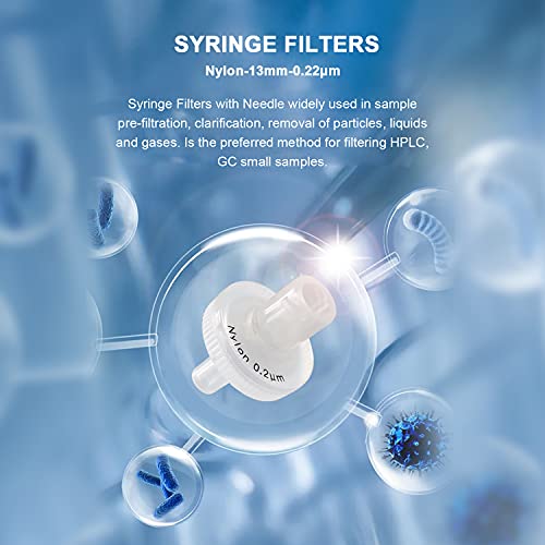 Image of Syringe Filters [Hydrophilic Nylon Membrane] Non-sterilized Diameter 13mm Pore Size 0.22μm for Laboratory Filtration by Allpure Biotechnology (Nylon, Pack of 100)