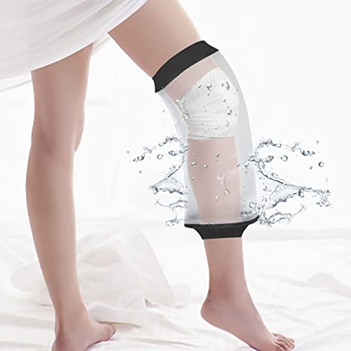SUPERNIGHT Copertura impermeabile per doccia, PICC Line Coperture per ginocchio, protezione in ghisa riutilizzabile a tenuta stagna per chirurgia delle gambe, fasciatura per ferite, colore nero