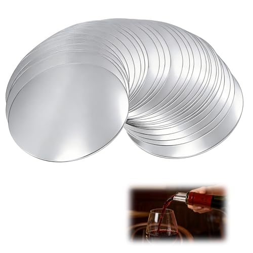 EuSupNova 60 Piezas Vertedor de Vino, Vertedor de Vino, Discos Vertedores Antigoteo, Adecuado para Restaurantes, Bares, Hogares y Todo Tipo de Eventos. (7.5 cm, Plata)