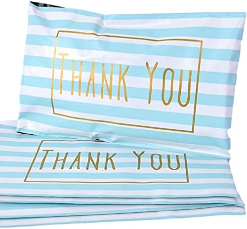Poly Mailers Delivery Baggage With Thank You For Small Enterprise Packaging Provides (100 Pack 6×9), Plastic Mailing Baggage, Envelopes Self Seal, Blue, White and Gold Fall Mailer