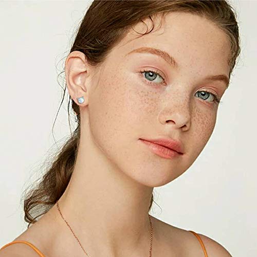 CiNily Opal Stud Earrings,White Gold/Rose Gold Plated Cat Ear/Moon and Star/Dog Bone/Rainbow/Butterfly Small Cute Earrings for Women Girls Hypoallergenic Jewelry Gifts for Sensitive Ears4