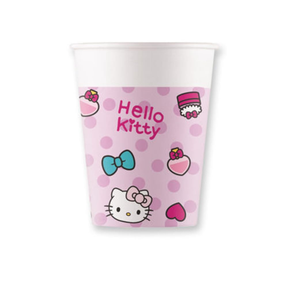 Procos Set per feste Hello Kitty – Fashion Stylish, 36 pezzi | Piatti di carta, bicchieri di carta, tovaglioli, per 8 bambini