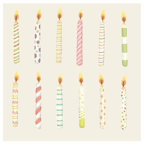 Disposable Dinner Paper Cocktail Napkins - Decorative Beverage Napkins for Parties, Weddings, Graduation - 5 inches by 5 inches Pack of 20 (Birthday Candles)