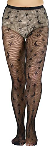 ToBeInStyle Women's Mystical Celestial Stars Moon Crescent Pentagram Symbol Pantyhose Tights