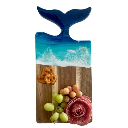 Tabla de cortar rectangular de madera con mango cola de ballena miniatura 1