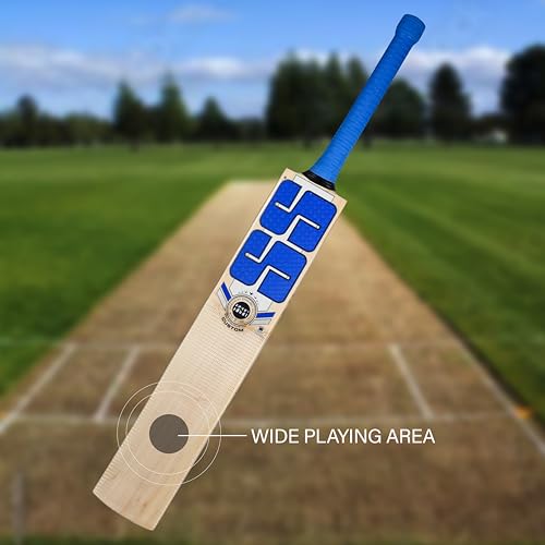 Image of SS Custom English Willow Cricket Bat | Color: Multicolor | Size: One Size | Material: Willow Wood | for Men & Boys | Lightweight and Durable