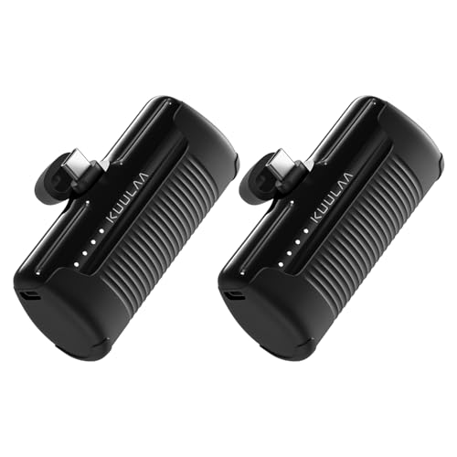 Kuulaa 2 Stück Power Bank USB C 4500mAh, Mini Externer Akku, Schnelles Aufladen Type C Powerbank ohne Kabel, klein Aber stark Handy Tragbares Ladegeräte Kompatibel mit Samsung, Huawei, USB C-Handys