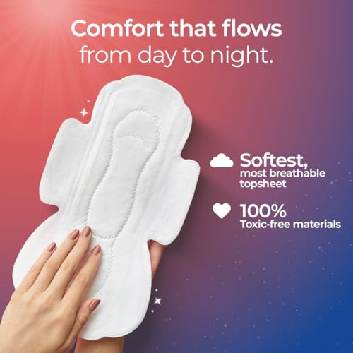 Image of Nua Day & Night Sanitary Pads for Women | Pack of 12 (8 XL Day + 4 XXXL Night Pads) | Ultra-Thin, Super Absorbent | 12 Hr Protection | Soft, Rash-Free, Toxin-Free, Leak-Proof, XL & XXXL Pads